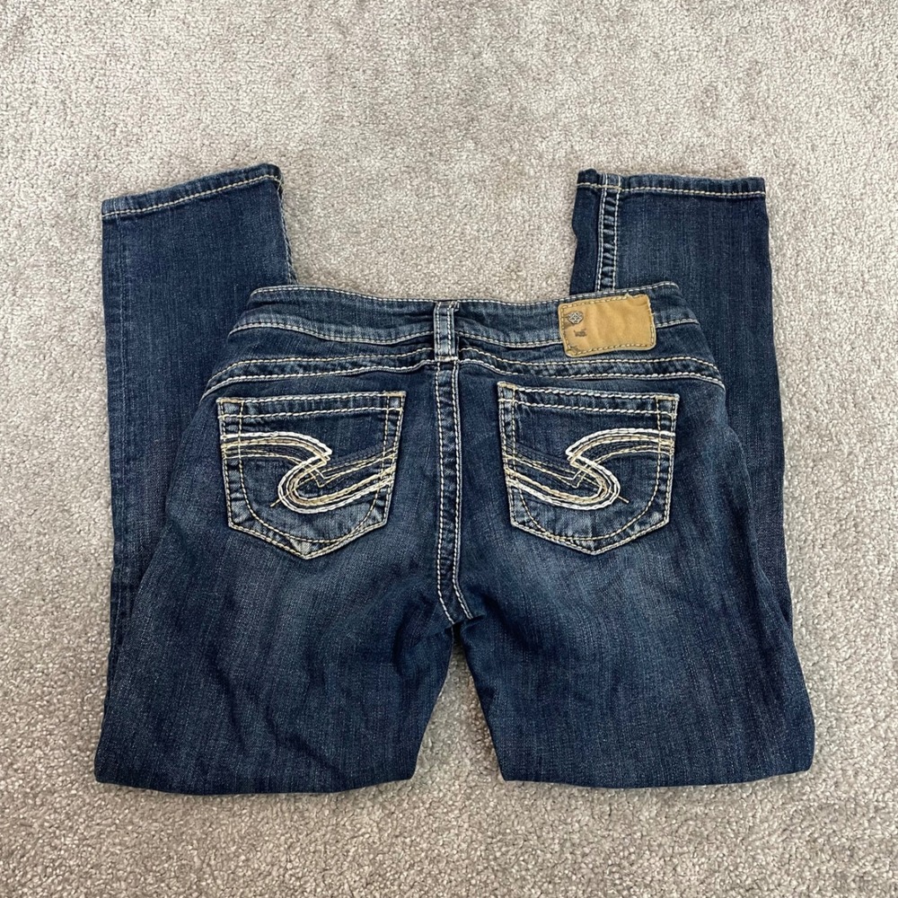Silver Jeans Tuesday Capri Womens 29 Y2K Dark Wash Contrast Stitch (Size Tag 27)
